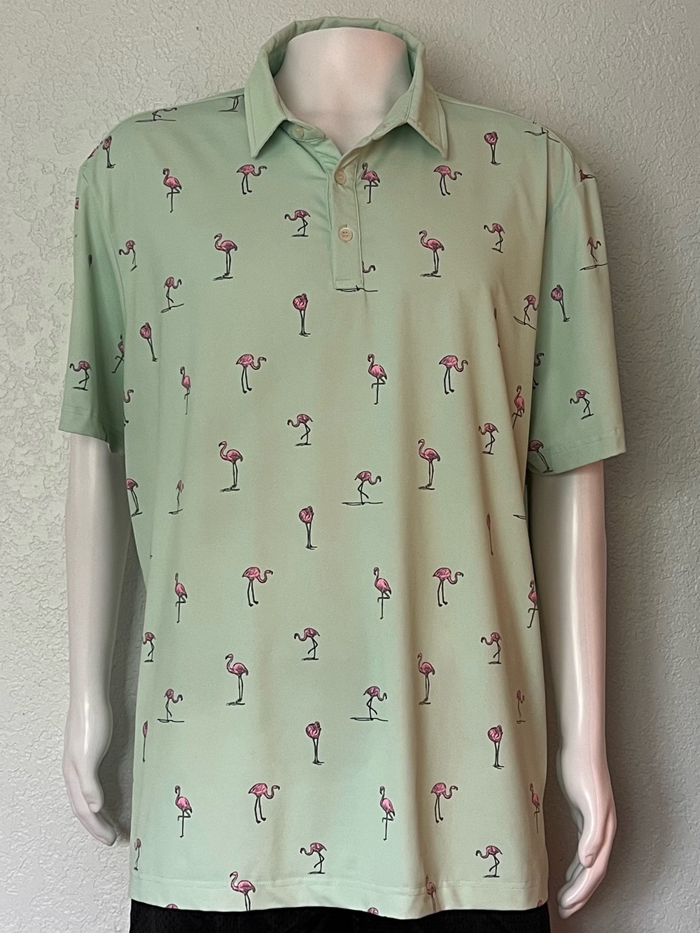 Sunday Swagger Flamingo Golf Polo 2XL Green Mens Performance Stretch Shirt
